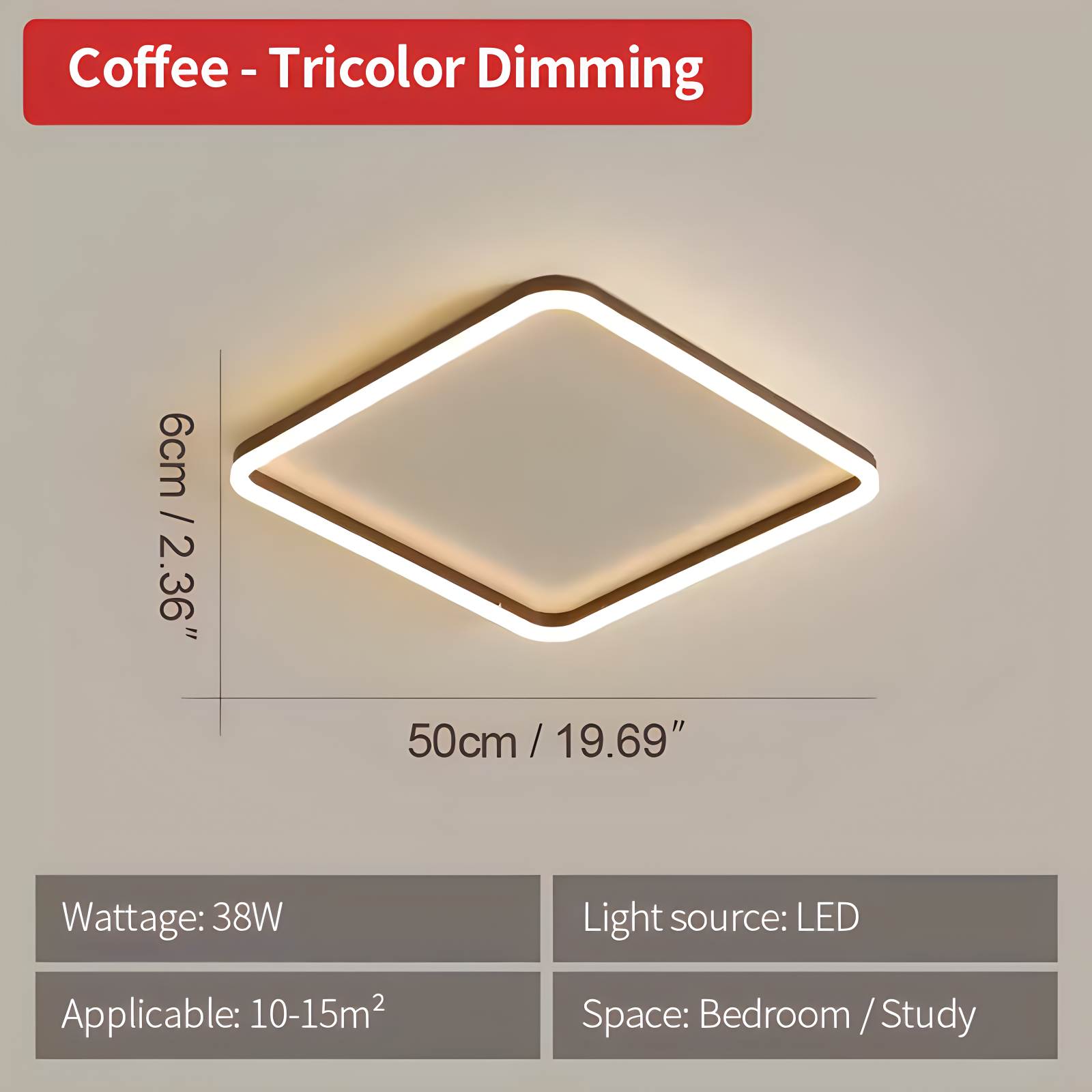 Antizer Modern Minimalism LED Square Ceiling Light