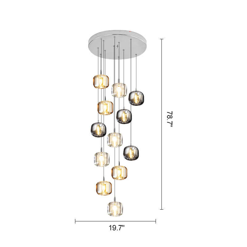 Antizer Colored Glass Multi Pendant Chandelier