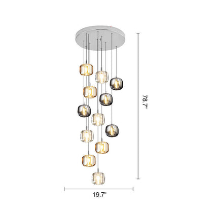 Antizer Colored Glass Multi Pendant Chandelier