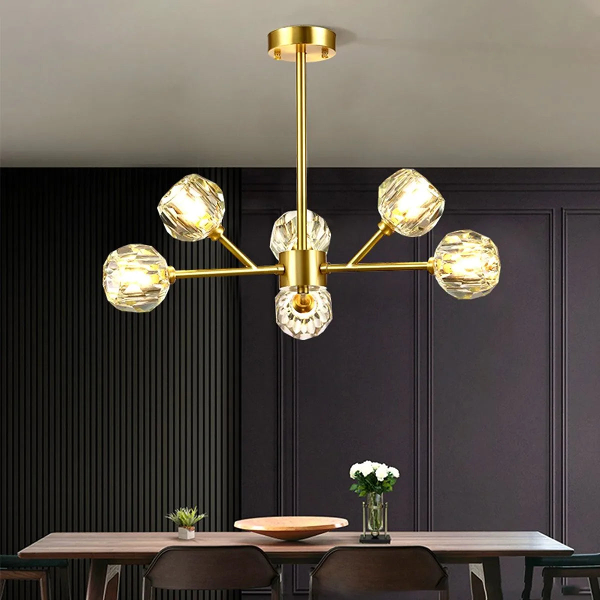 Antizer Crystal Ball Round Cluster Chandelier
