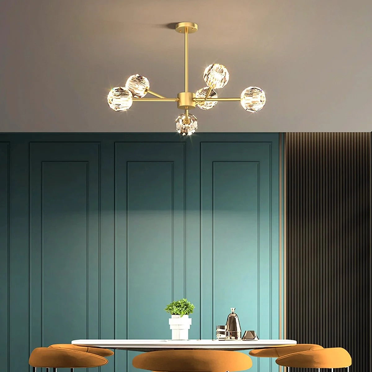 Antizer Crystal Ball Round Cluster Chandelier