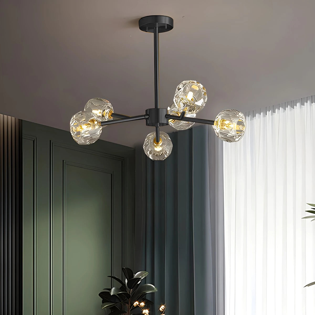 Antizer Crystal Ball Round Cluster Chandelier