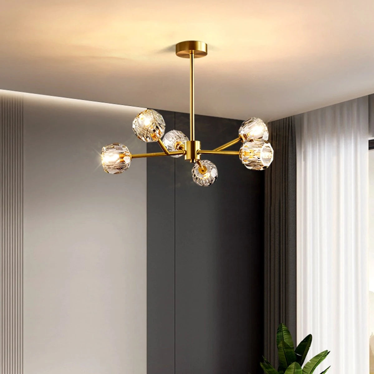 Antizer Crystal Ball Round Cluster Chandelier
