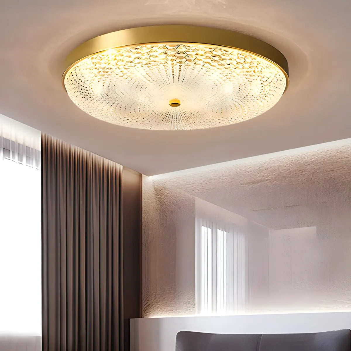Antizer Ultrathin Circular Crystal Glass Ceiling Light