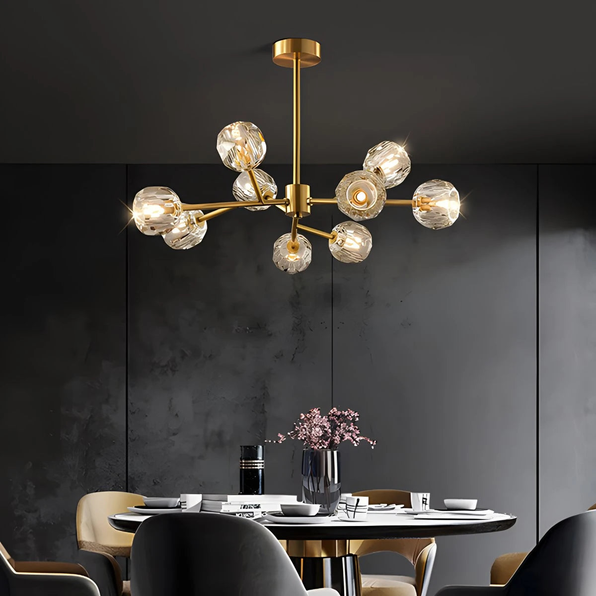 Crystal Ball Round Cluster Chandelier