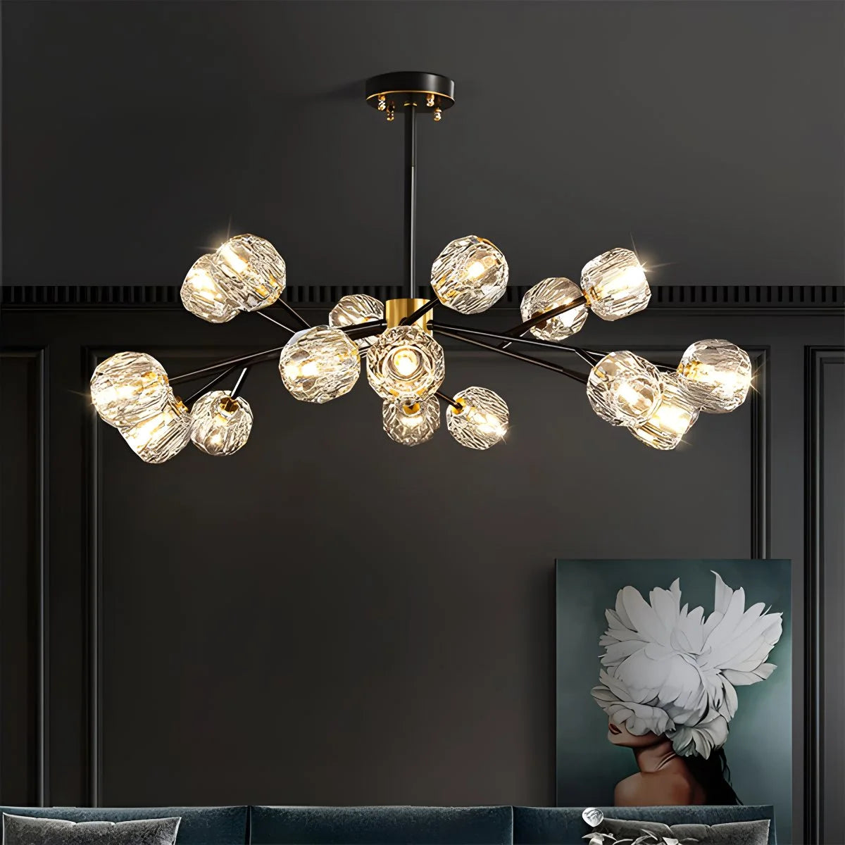 Crystal Ball Round Cluster Chandelier