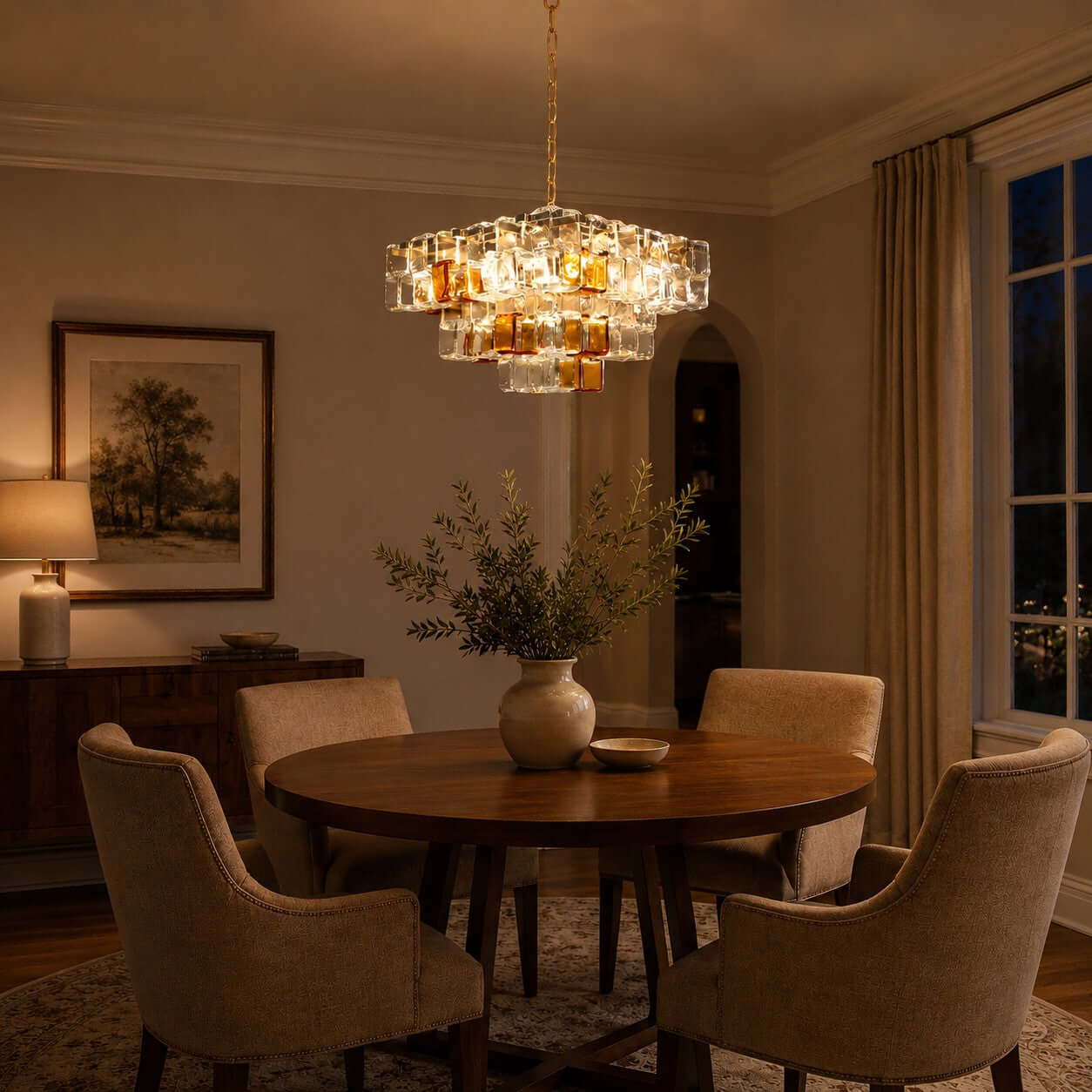 Antizer Murano Layered Cube Glass Chandelier