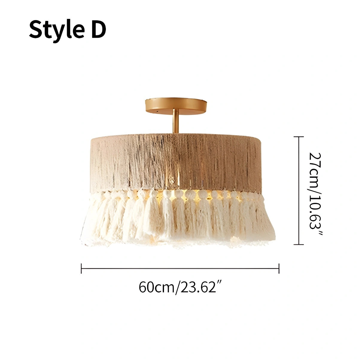 Antizer Boho Vintage Twine Fringe Pendant Light