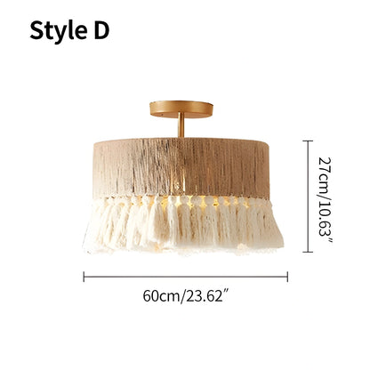 Antizer Boho Vintage Twine Fringe Pendant Light