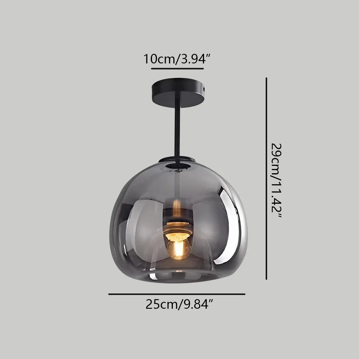 Vintage Glass Semi-Flush Ceiling Light for Entryway