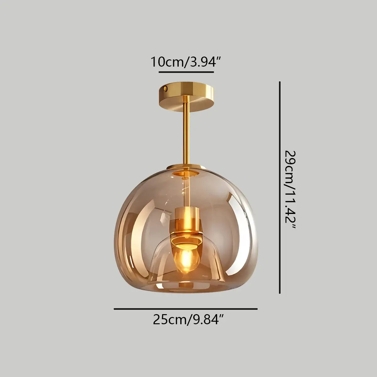 Antizer Vintage Glass Semi-Flush Ceiling Light for Entryway