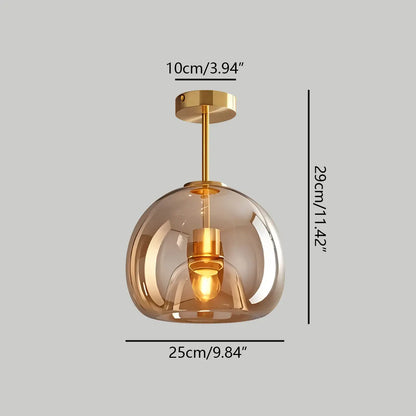 Vintage Glass Semi-Flush Ceiling Light for Entryway