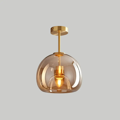 Vintage Glass Semi-Flush Ceiling Light for Entryway