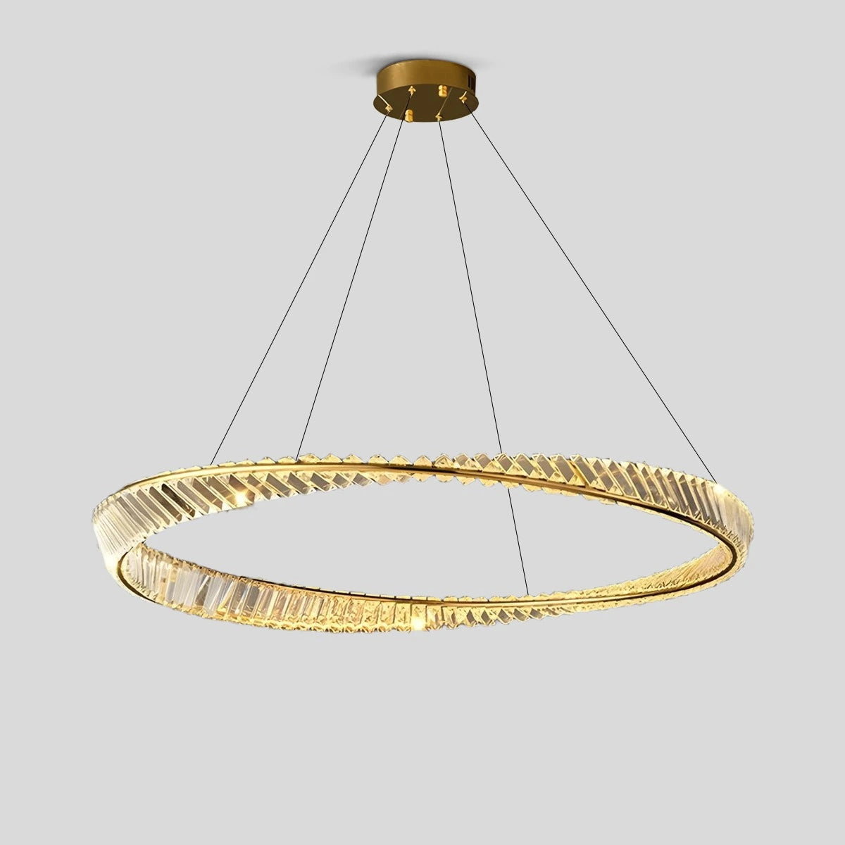 Antizer Modern Luxury Metal Glass Ring Chandelier