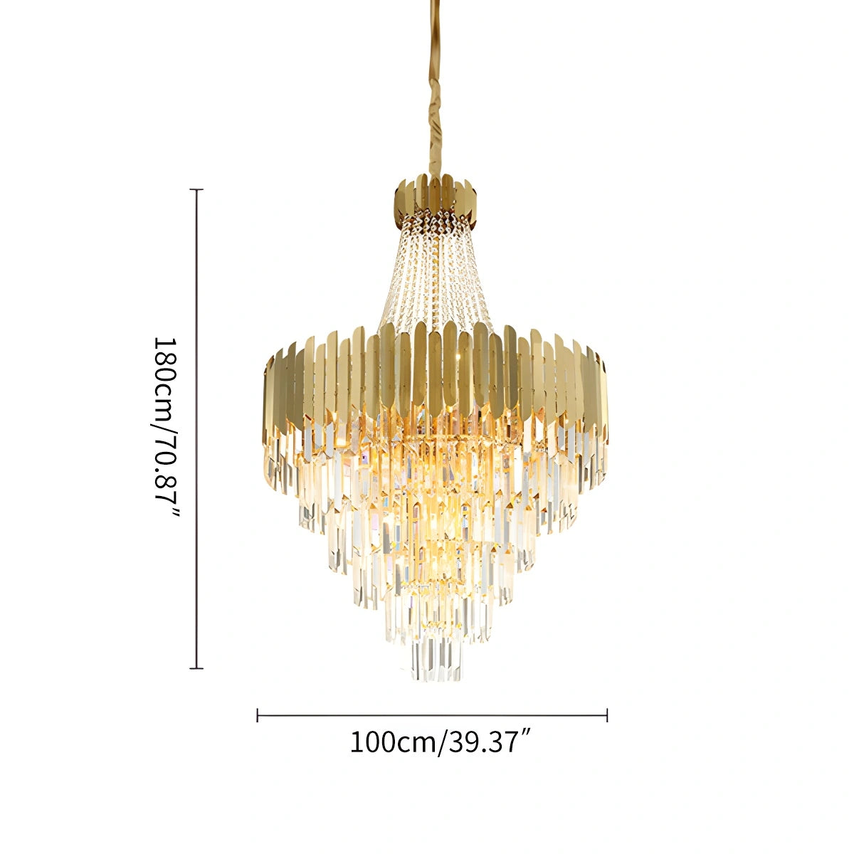 Antizer Large Tiered Gold Crystal Chandelier