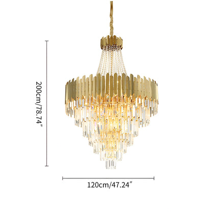 Antizer Large Tiered Gold Crystal Chandelier