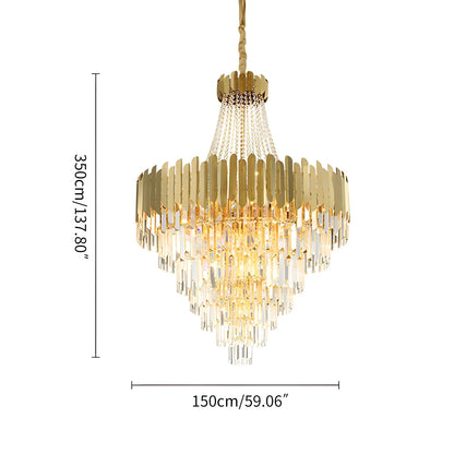 Antizer Large Tiered Gold Crystal Chandelier