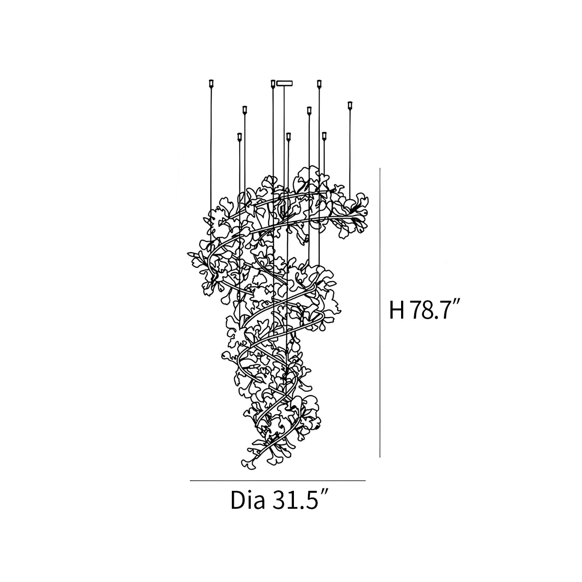 Antizer Ginkgo Chandelier Q for High Ceiling