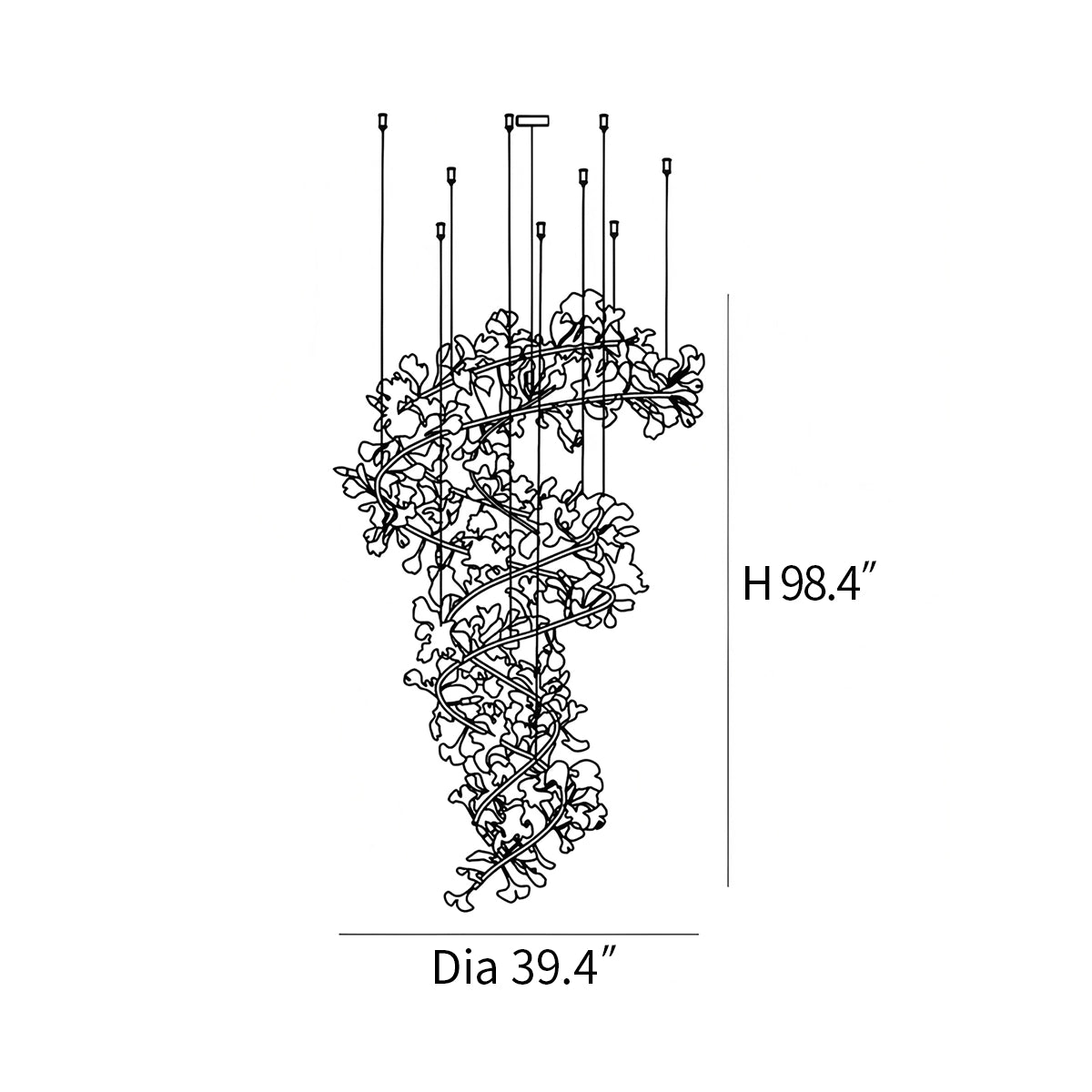 Antizer Ginkgo Chandelier Q for High Ceiling
