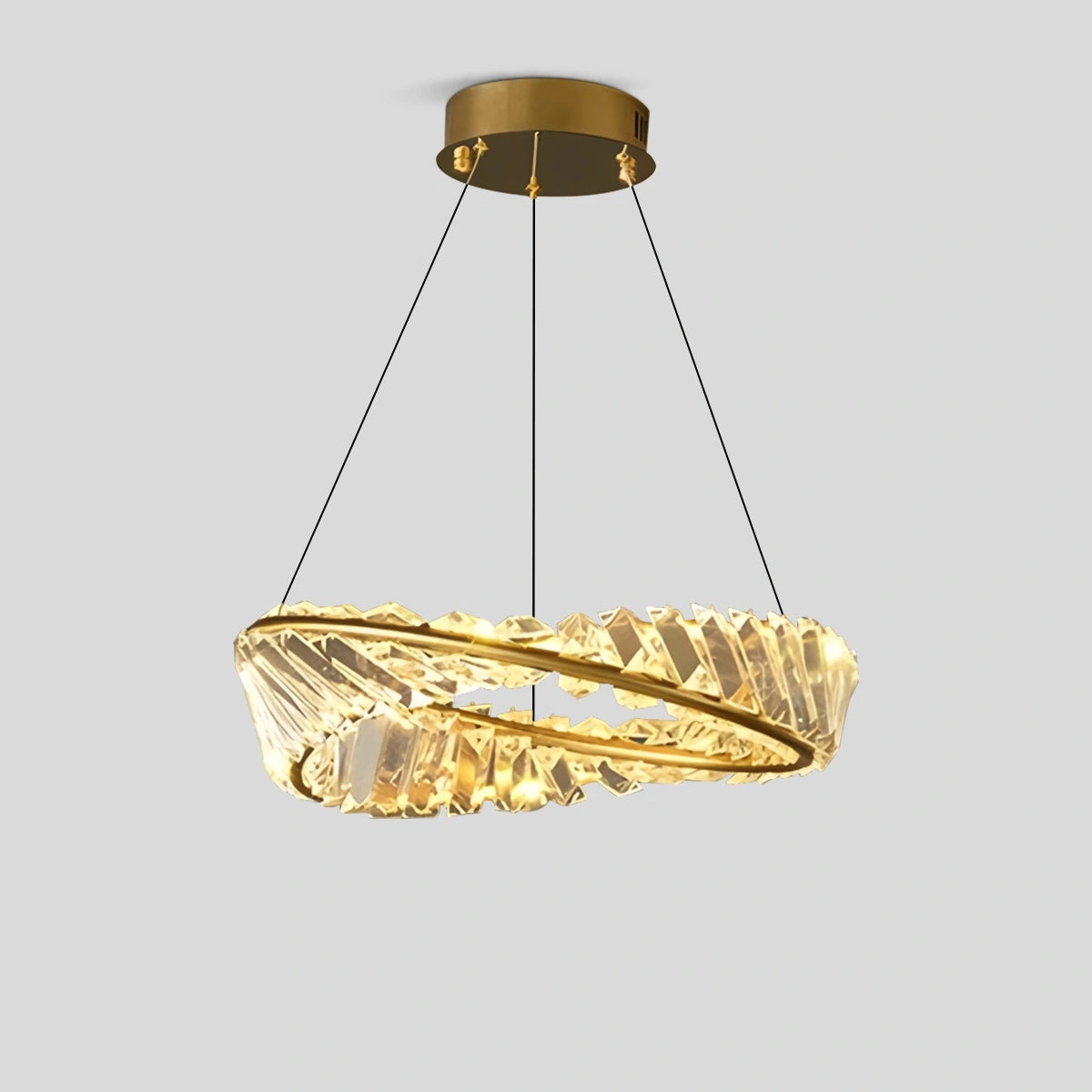 Antizer Modern Luxury Metal Glass Ring Chandelier