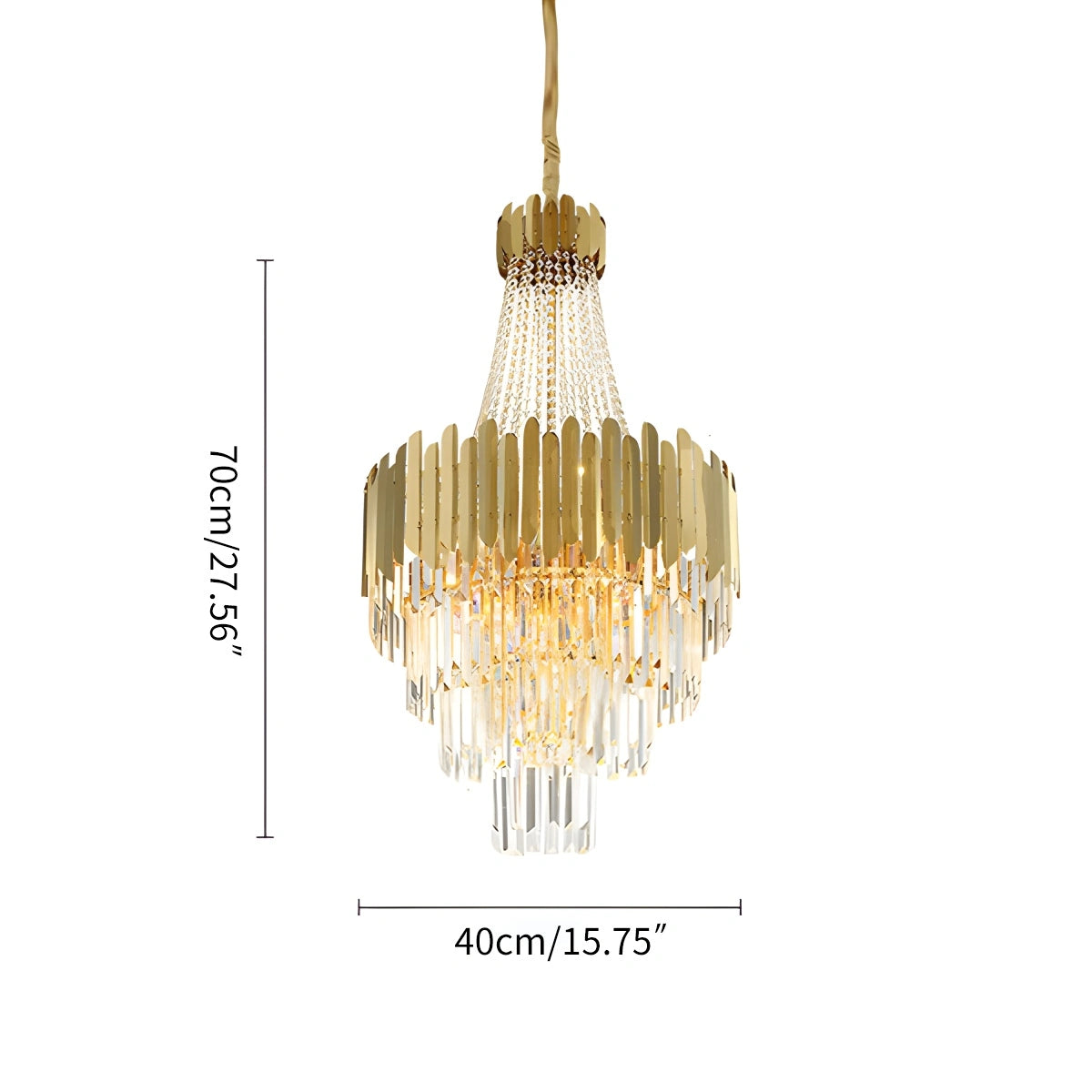 Antizer Large Tiered Gold Crystal Chandelier