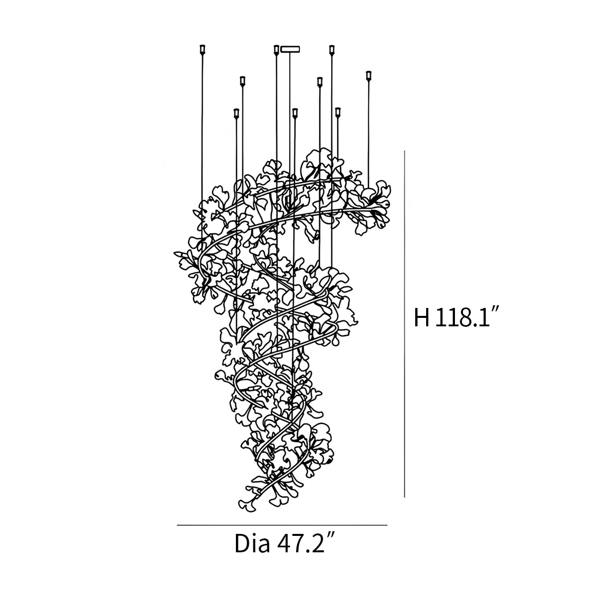 Antizer Ginkgo Chandelier Q for High Ceiling
