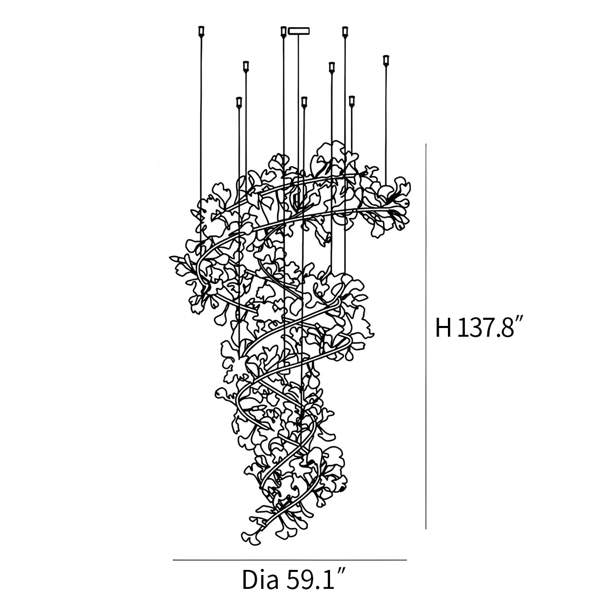 Antizer Ginkgo Chandelier Q for High Ceiling