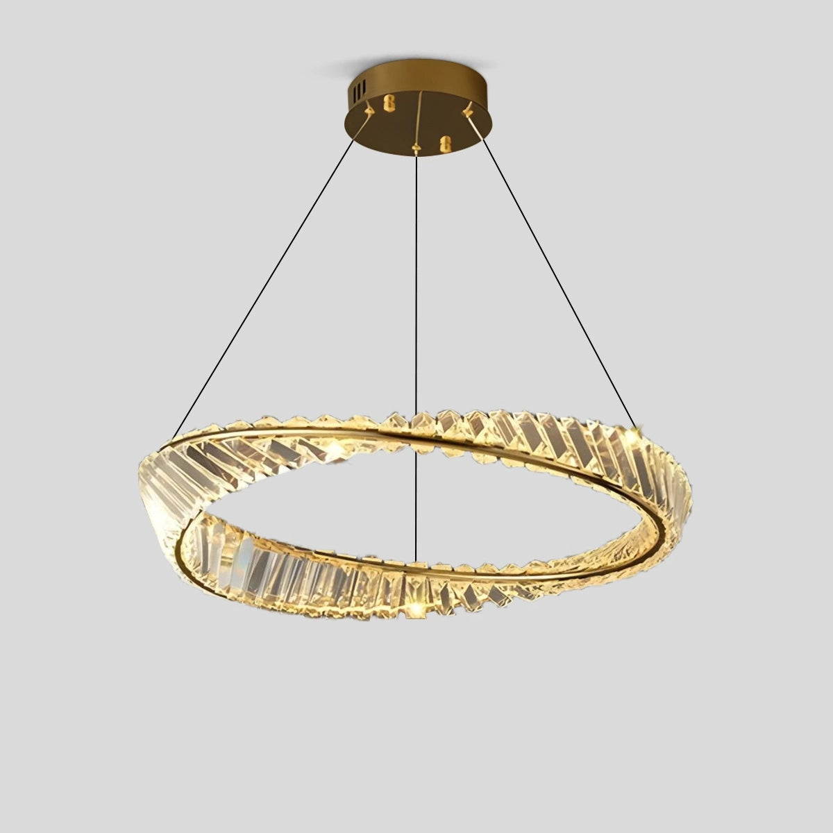 Antizer Modern Luxury Metal Glass Ring Chandelier