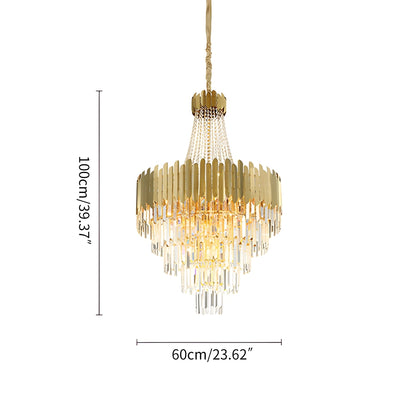 Antizer Large Tiered Gold Crystal Chandelier