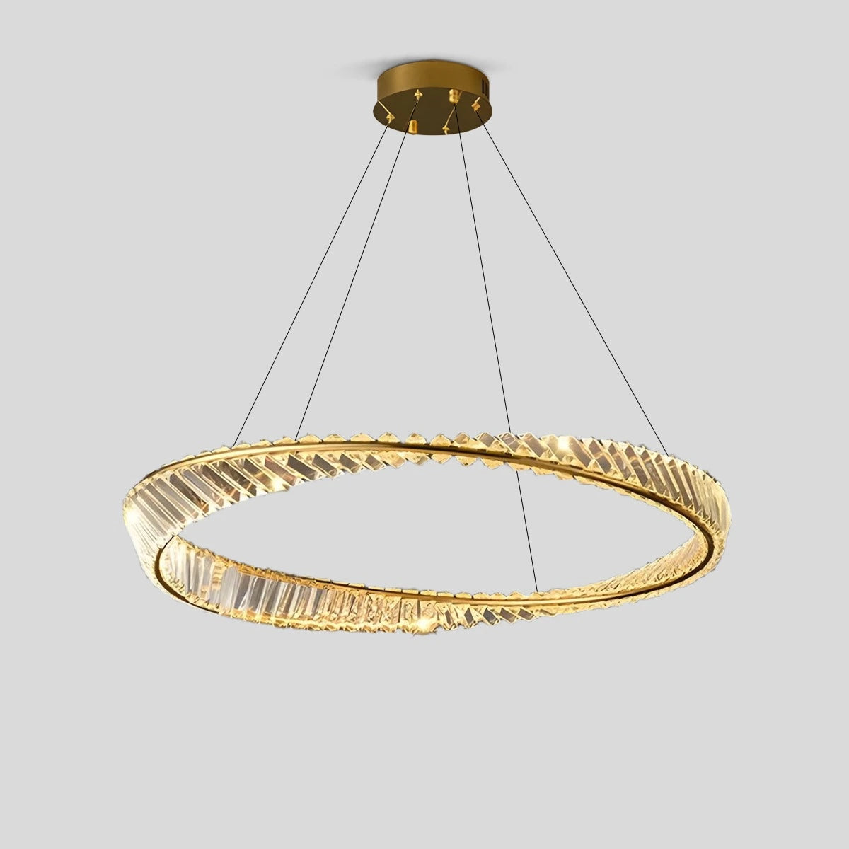 Antizer Modern Luxury Metal Glass Ring Chandelier