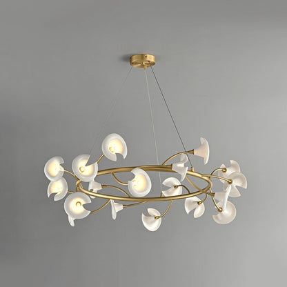 Antizer French Luxury Copper Ceramic Flower Chandelier