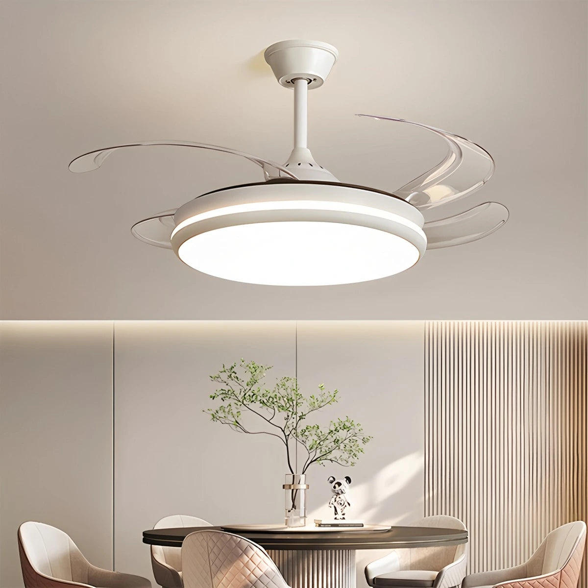 Antizer Modern Remote Ceiling Fan Light with Clear Blades