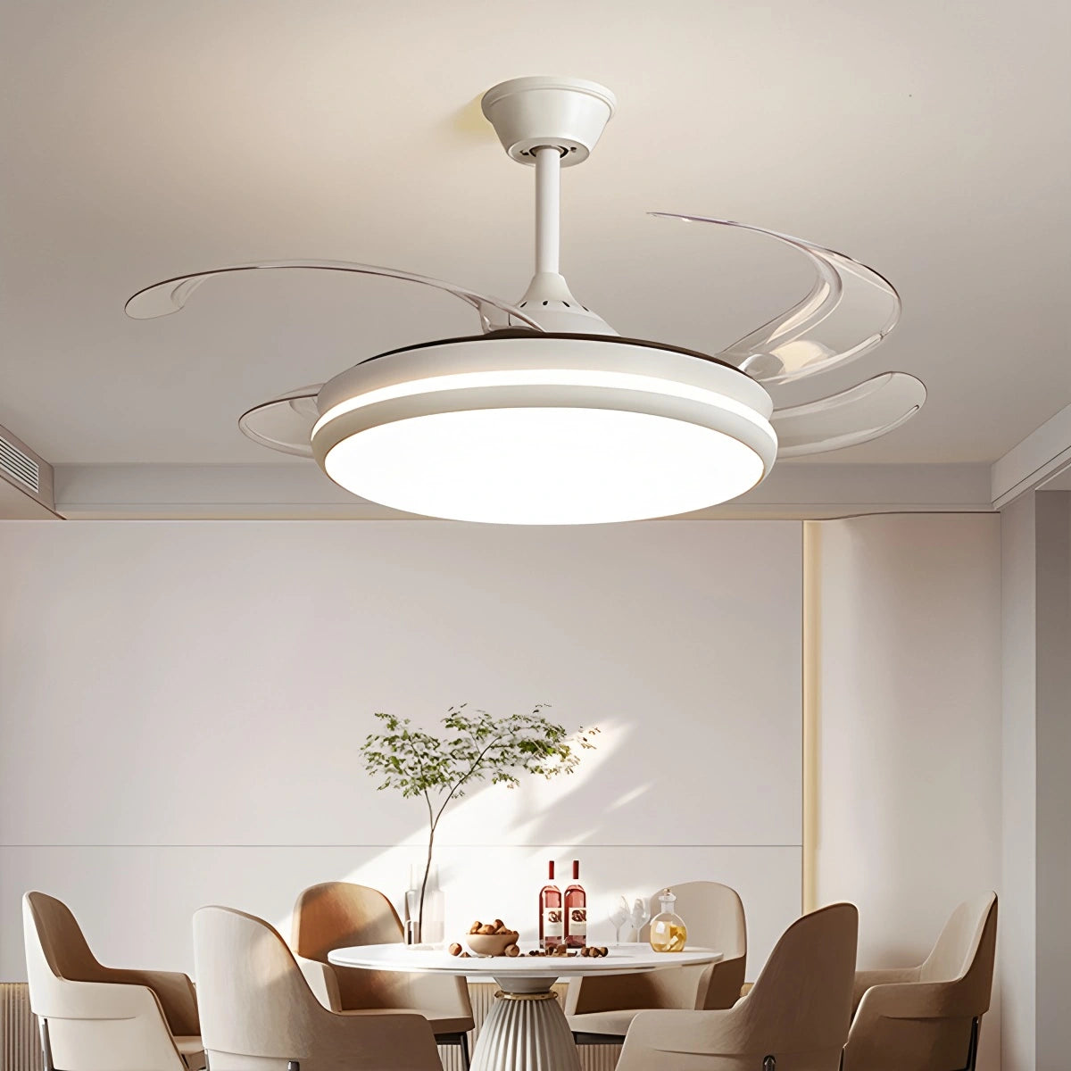 Antizer Modern Remote Ceiling Fan Light with Clear Blades