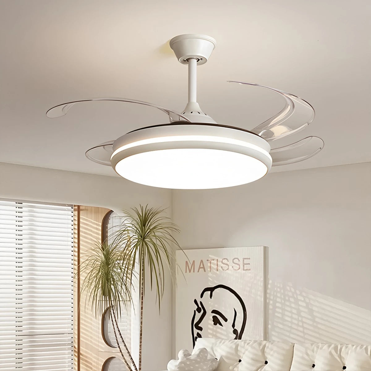 Antizer Modern Remote Ceiling Fan Light with Clear Blades