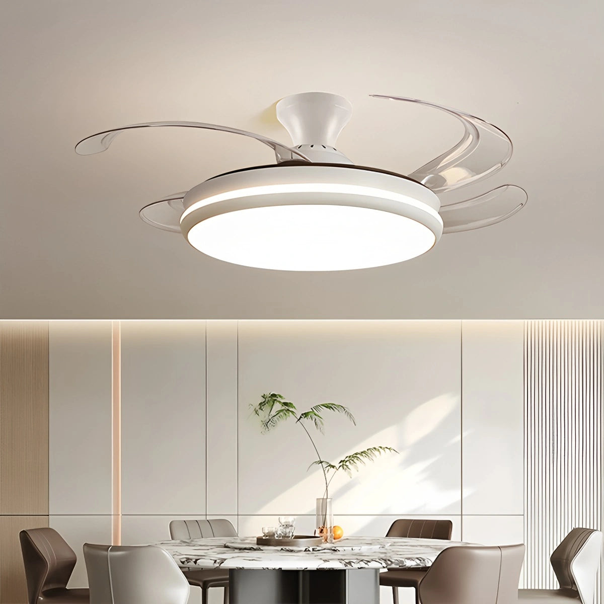 Antizer Modern Remote Ceiling Fan Light with Clear Blades