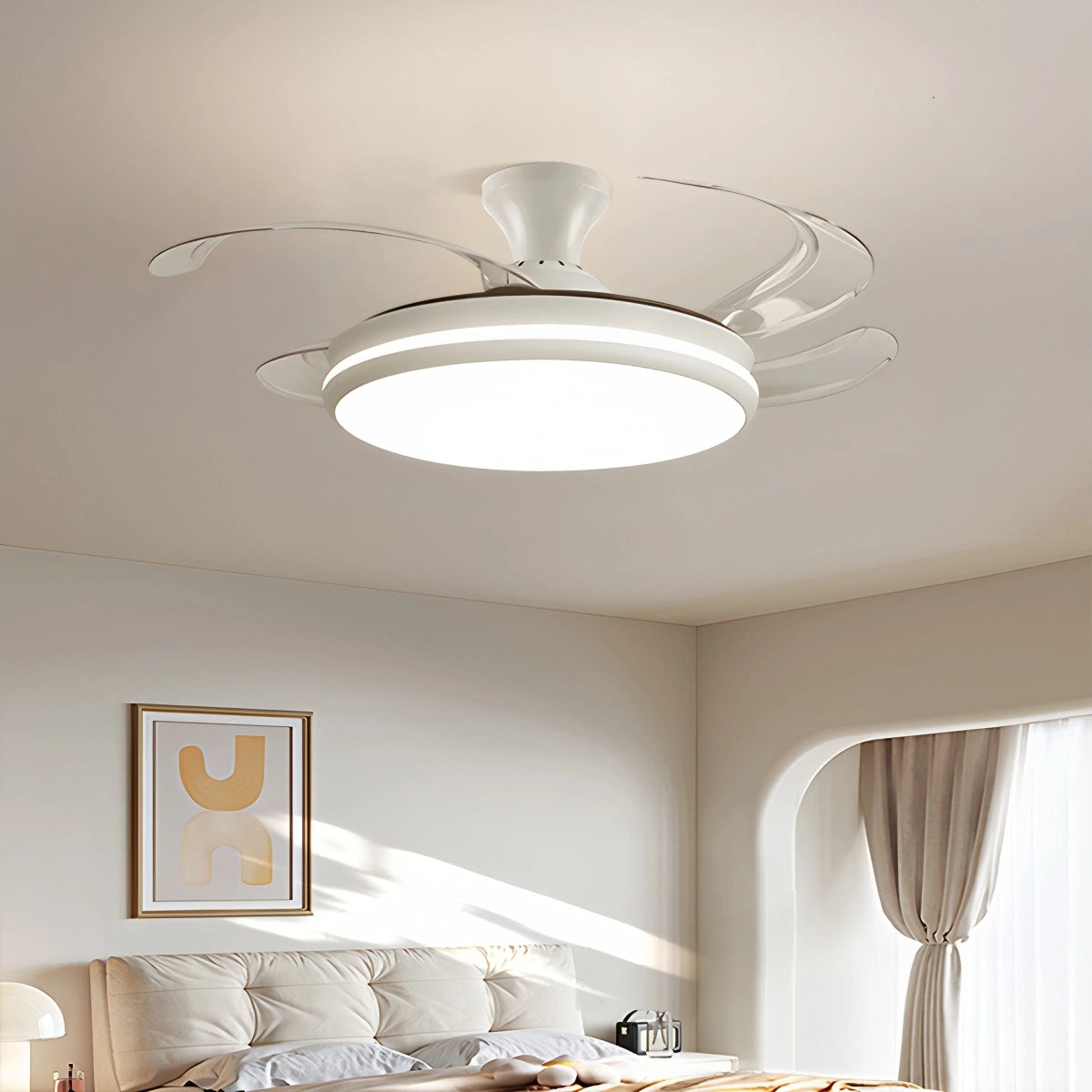 Antizer Modern Remote Ceiling Fan Light with Clear Blades