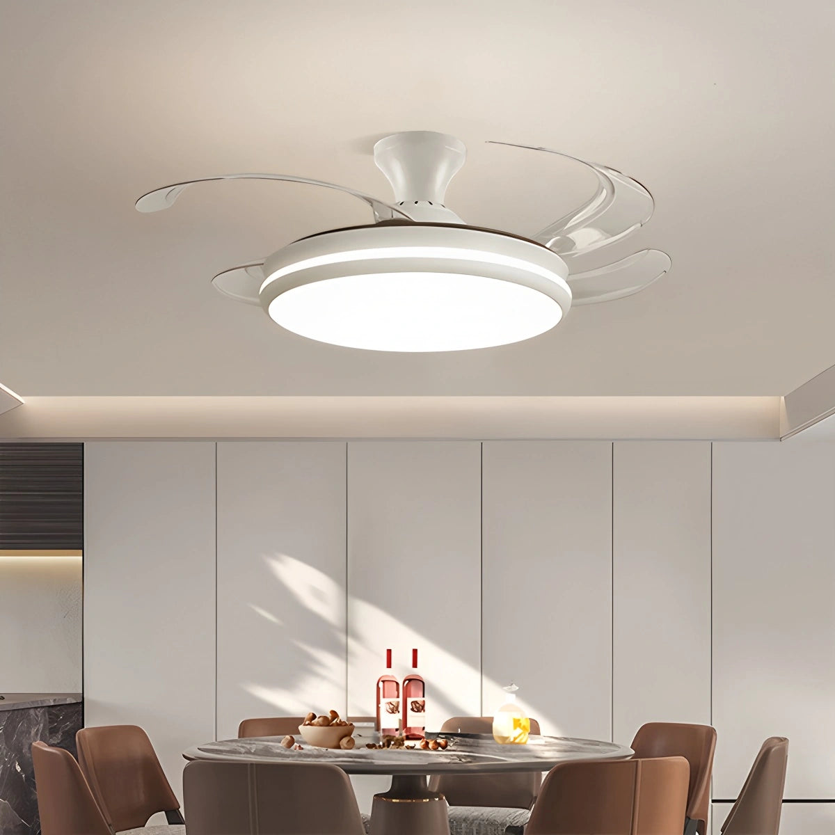Antizer Modern Remote Ceiling Fan Light with Clear Blades