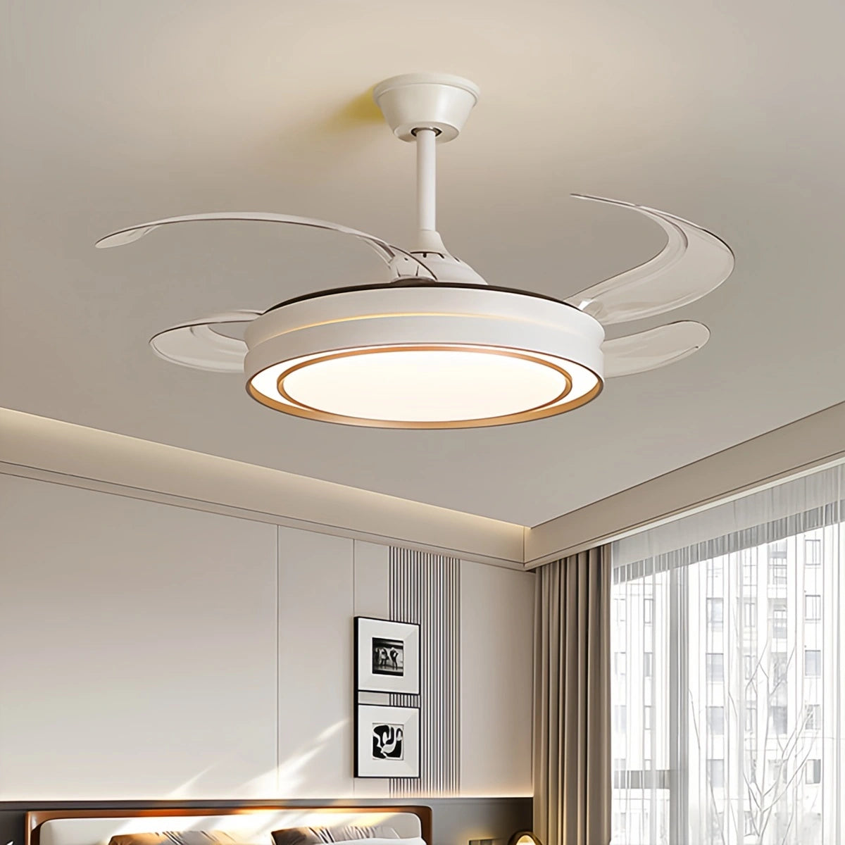 Antizer Modern Round Ceiling Fan Light with Remote Control