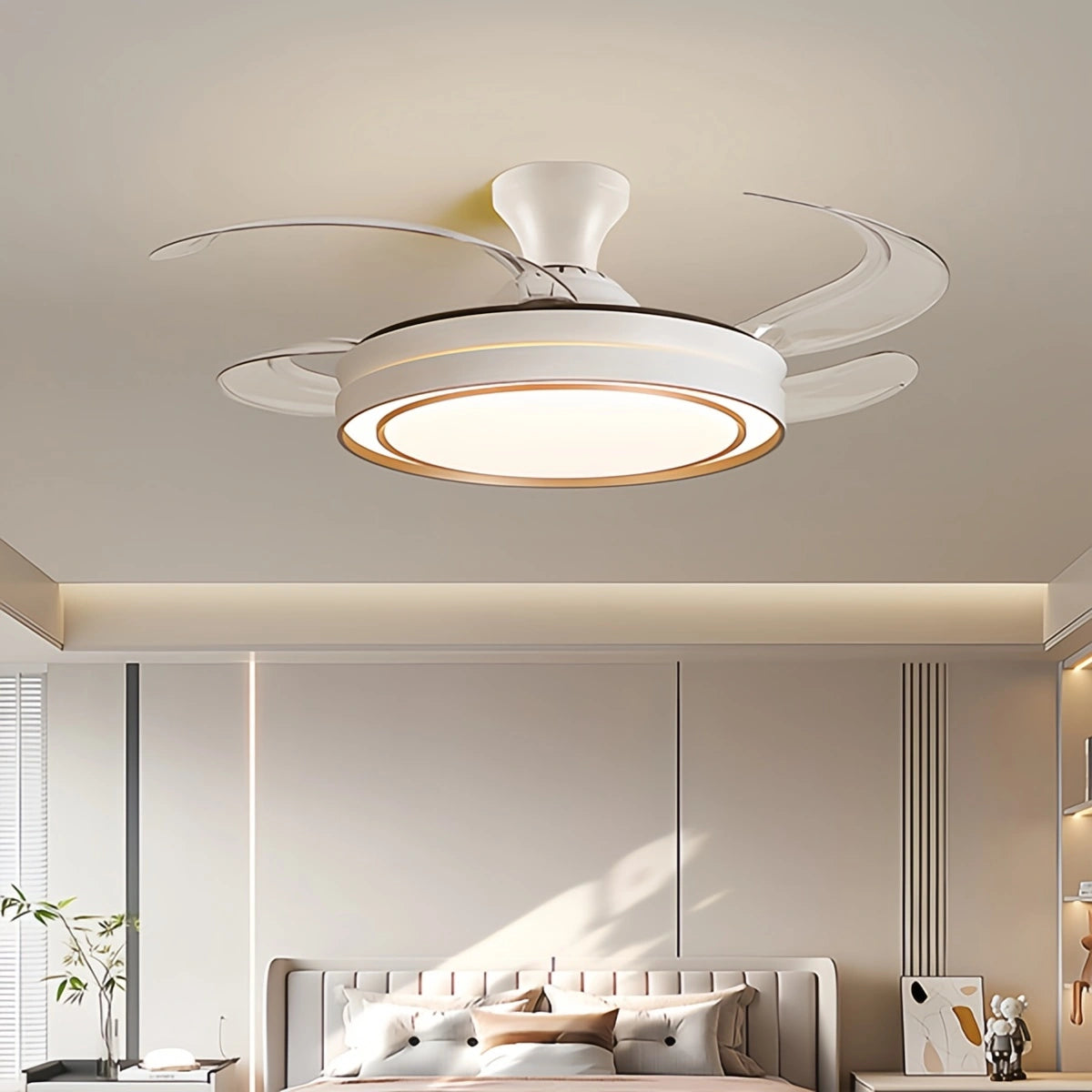 Antizer Modern Round Ceiling Fan Light with Remote Control
