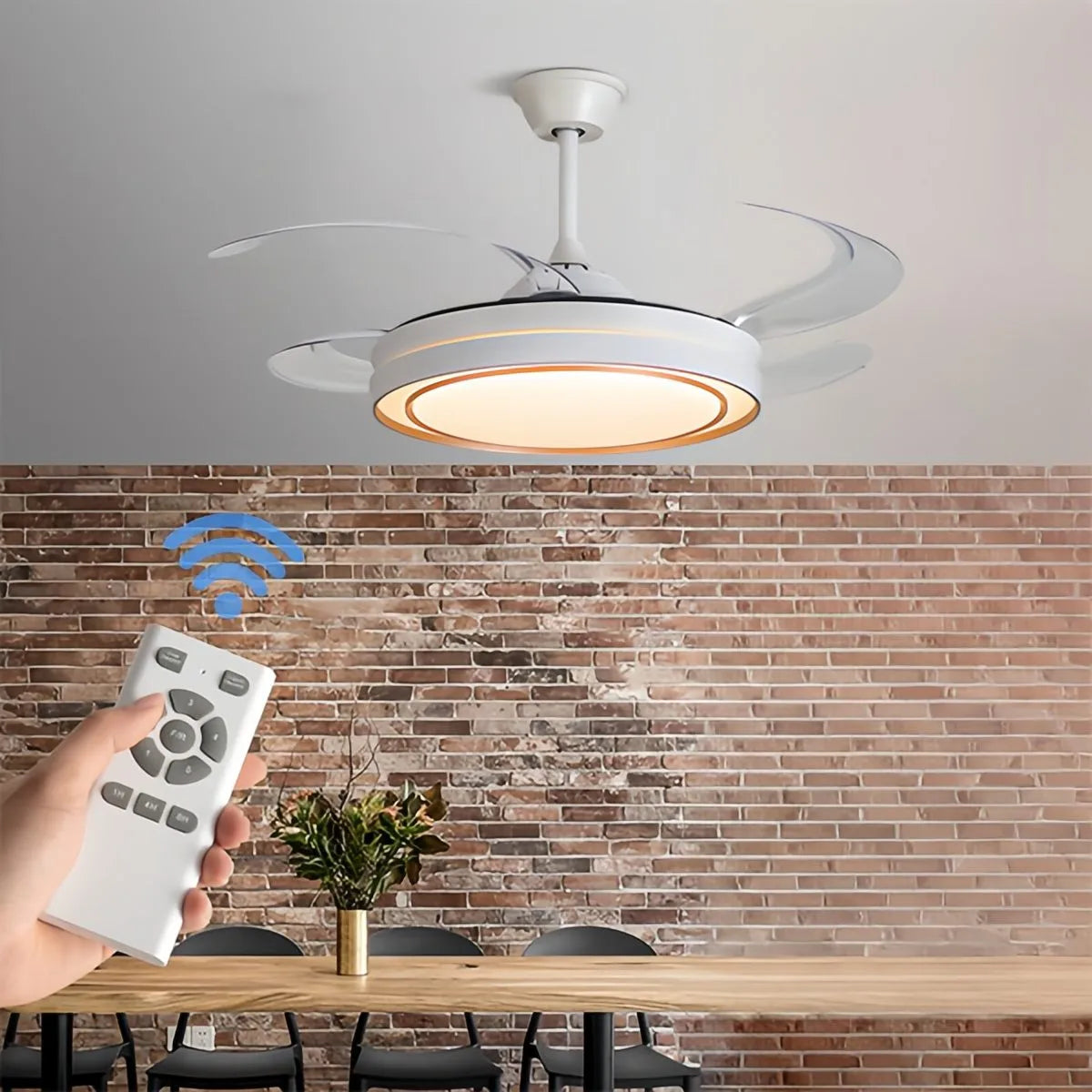 Antizer Modern Round Ceiling Fan Light with Remote Control