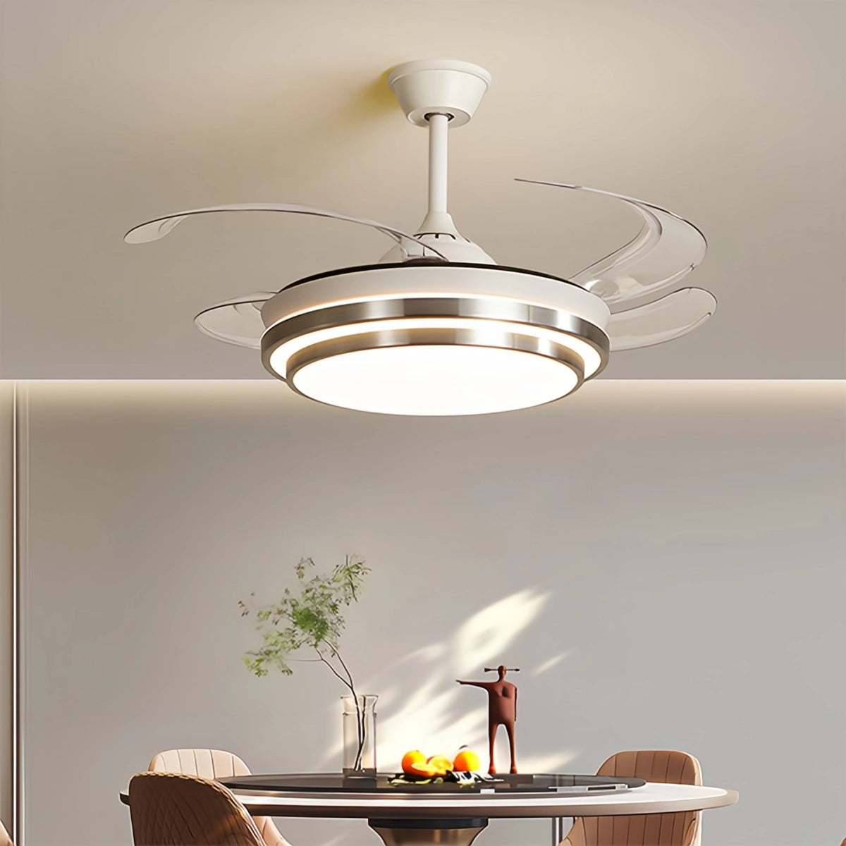 Antizer Modern White Ceiling Fan with Light