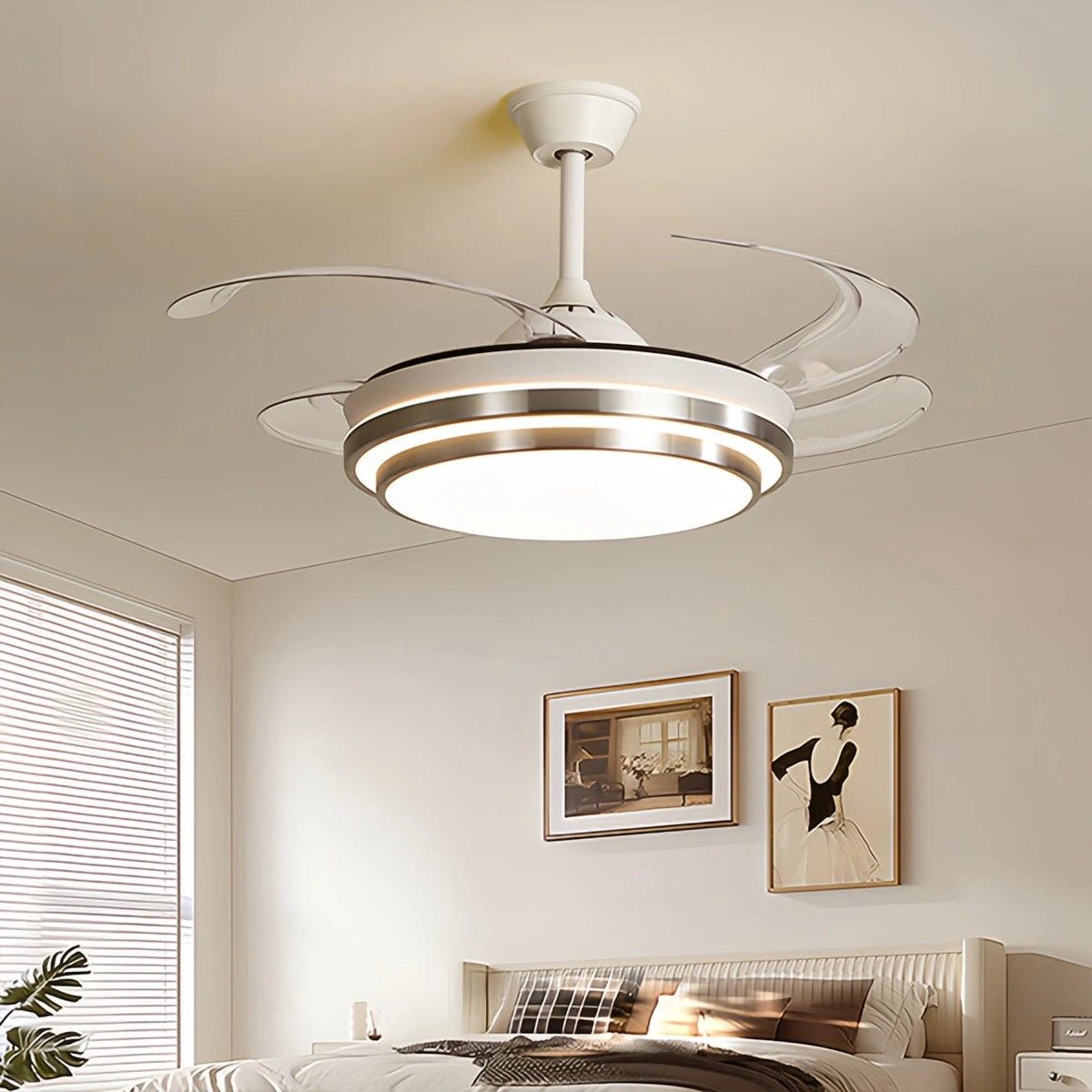 Antizer Modern White Ceiling Fan with Light
