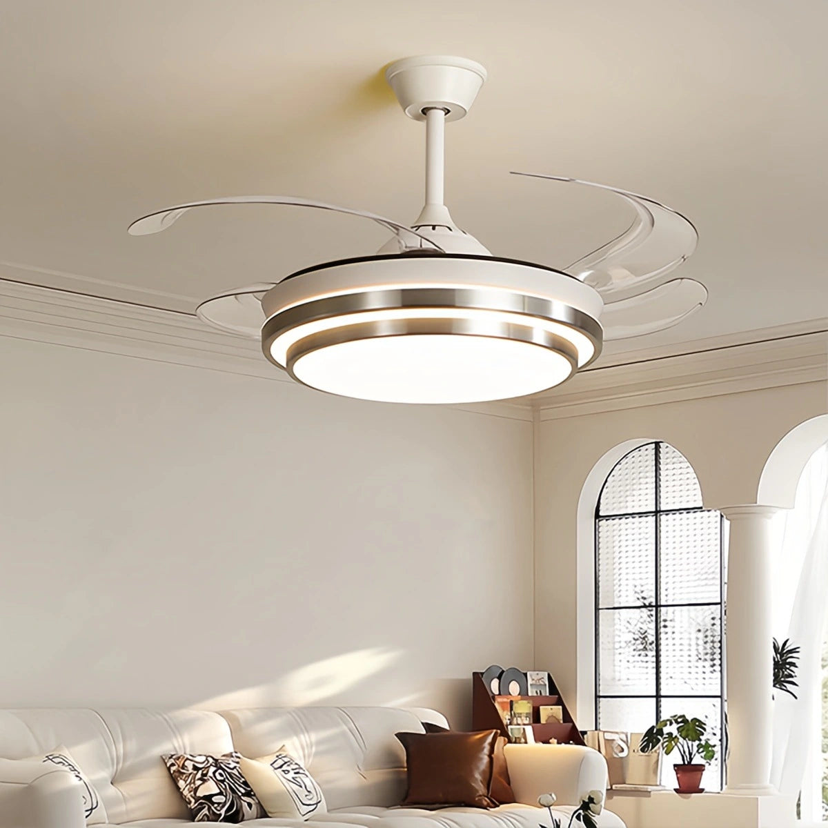 Antizer Modern White Ceiling Fan with Light