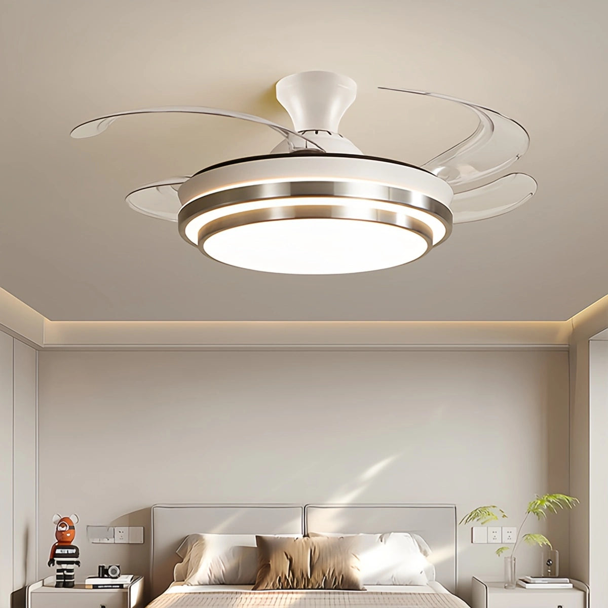 Antizer Modern White Ceiling Fan with Light