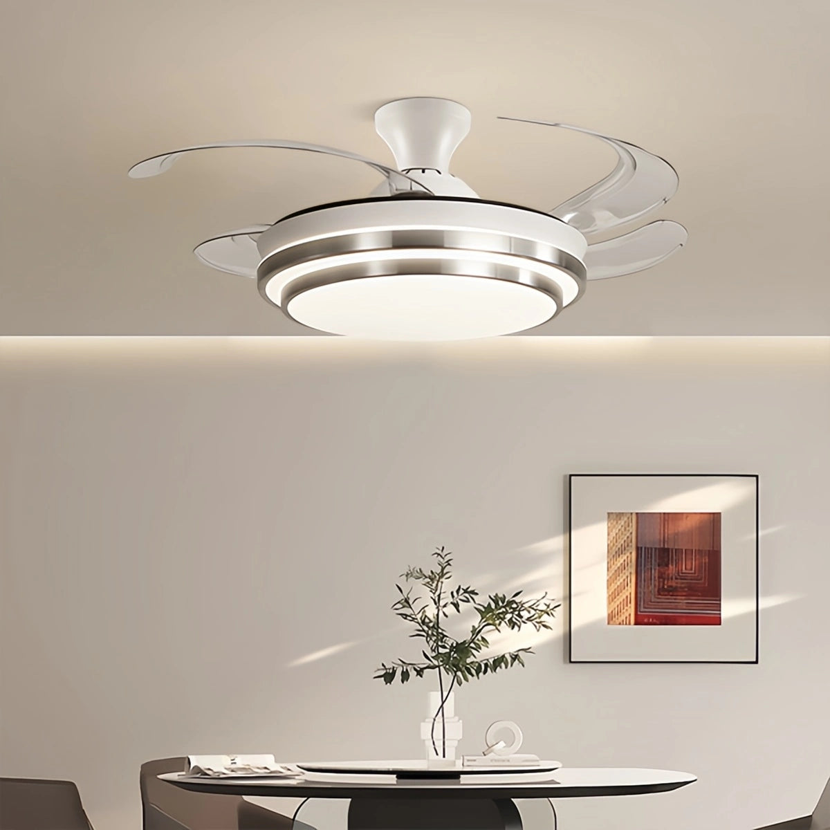 Antizer Modern White Ceiling Fan with Light