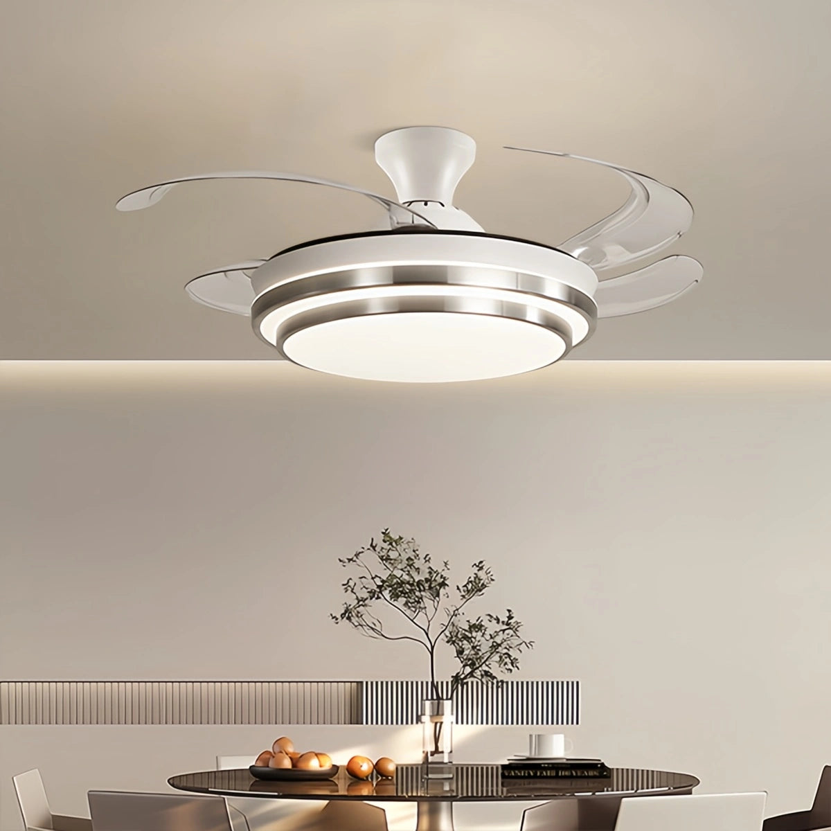 Antizer Modern White Ceiling Fan with Light