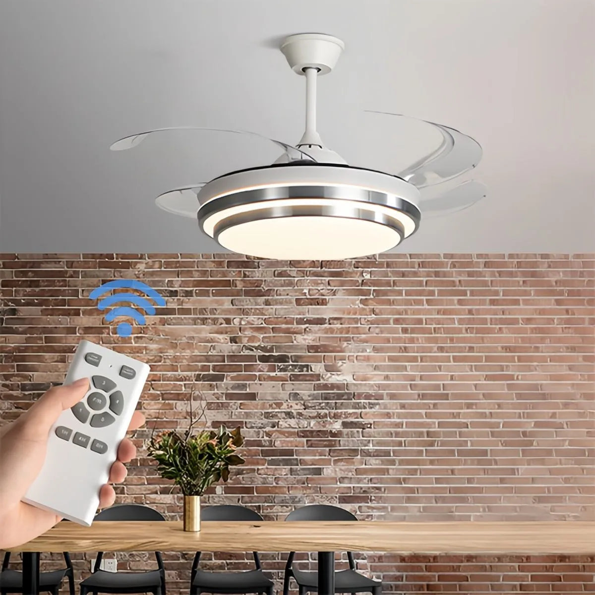 Antizer Modern White Ceiling Fan with Light
