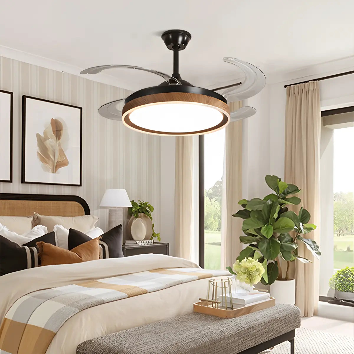Antizer Retractable Blade Ceiling Fan with Light