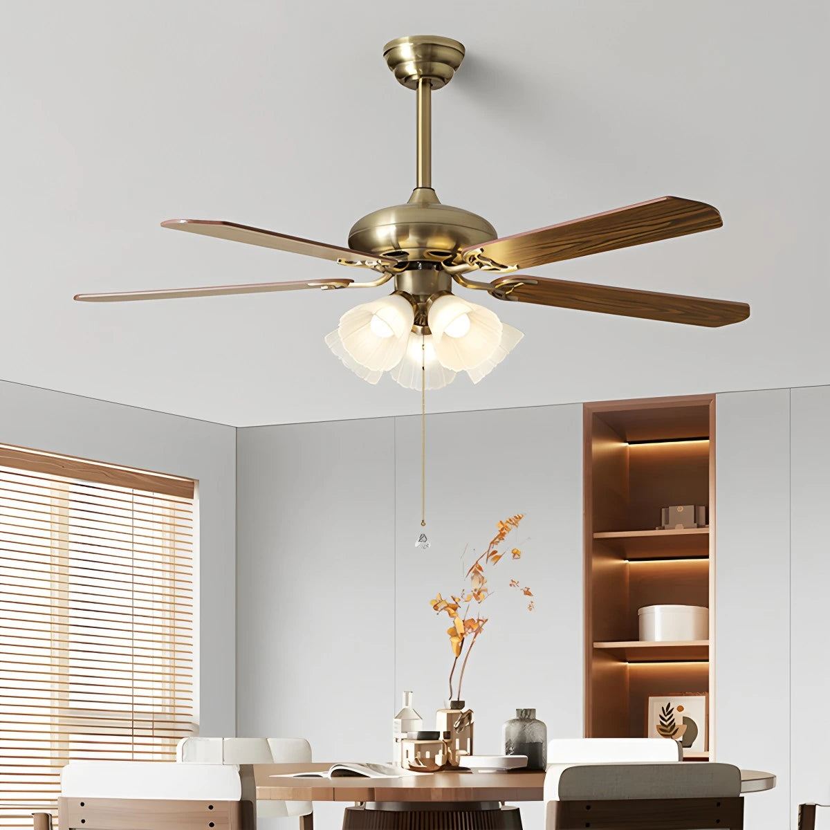 Antizer American Retro Ceiling Fan Light for Dining Room