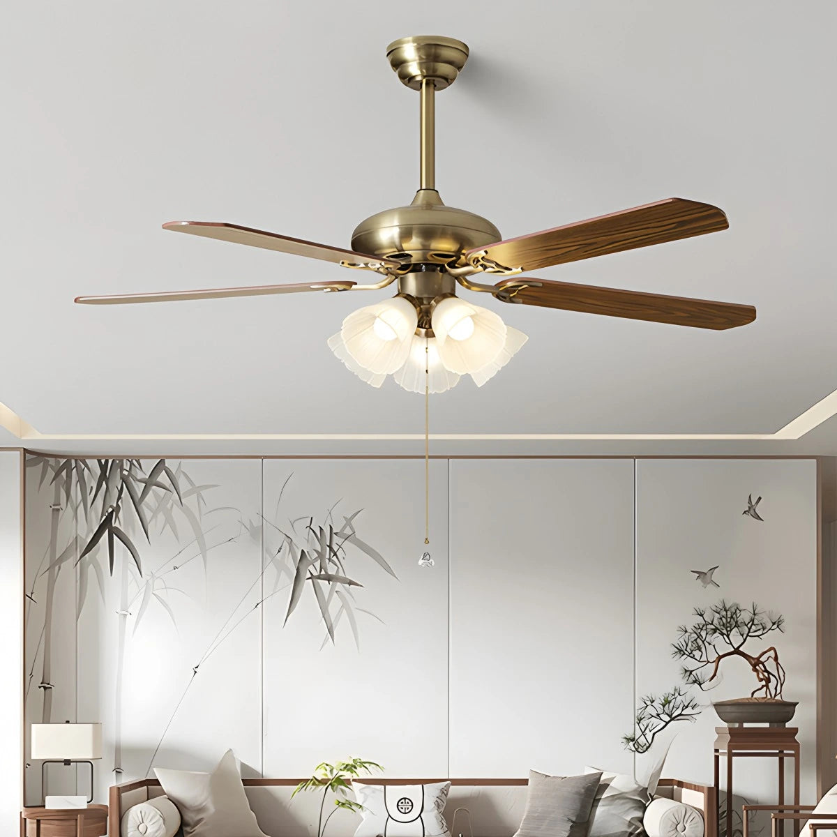 Antizer American Retro Ceiling Fan Light for Dining Room